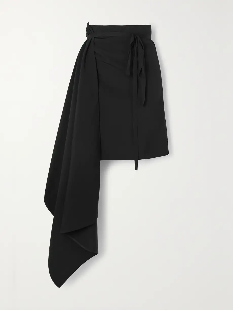 Ann Demeulemeester - Draped Wool Midi Wrap Skirt - Black Cover