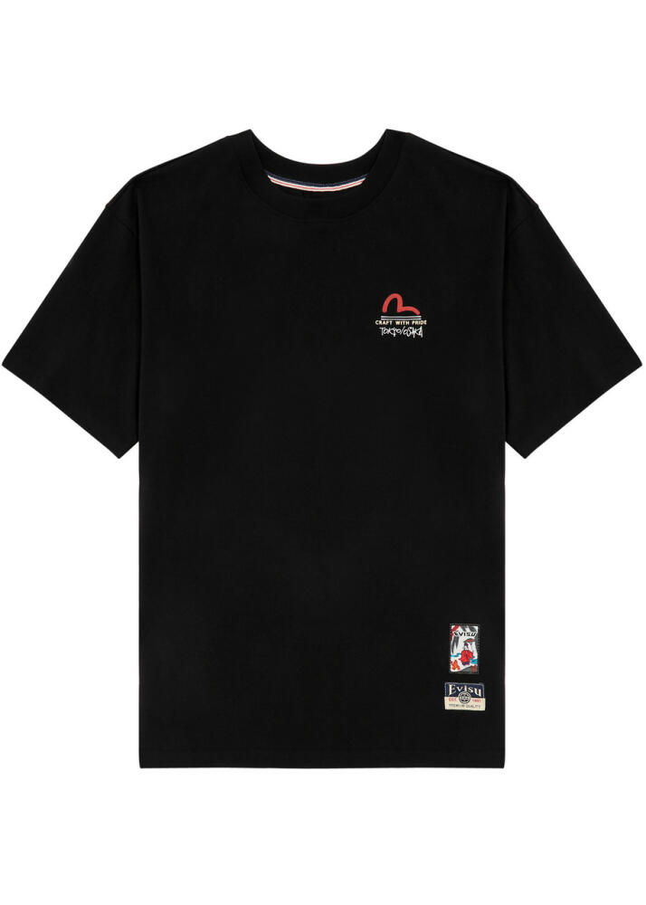 Evisu Hanafuda Kamon Printed Cotton T-shirt - Black Cover