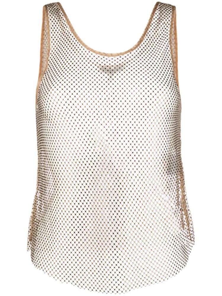 MUNTHE rhinestone-embellished mesh tank top - Yellow Cover