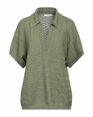 Fedeli Woman Sweater Military green Linen, Cotton Cover