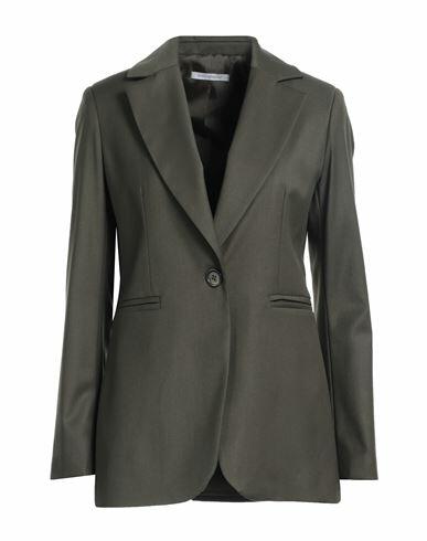 Biancoghiaccio Woman Blazer Military green Polyester, Viscose, Elastane Cover