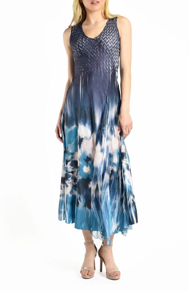 Komarov Border Print Chiffon & Georgette Cocktail Dress in Shibori Border Cover