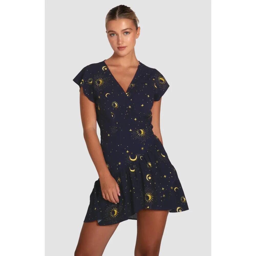 Belle & Bloom Love Shack Mini Wrap Dress in Navy Cover