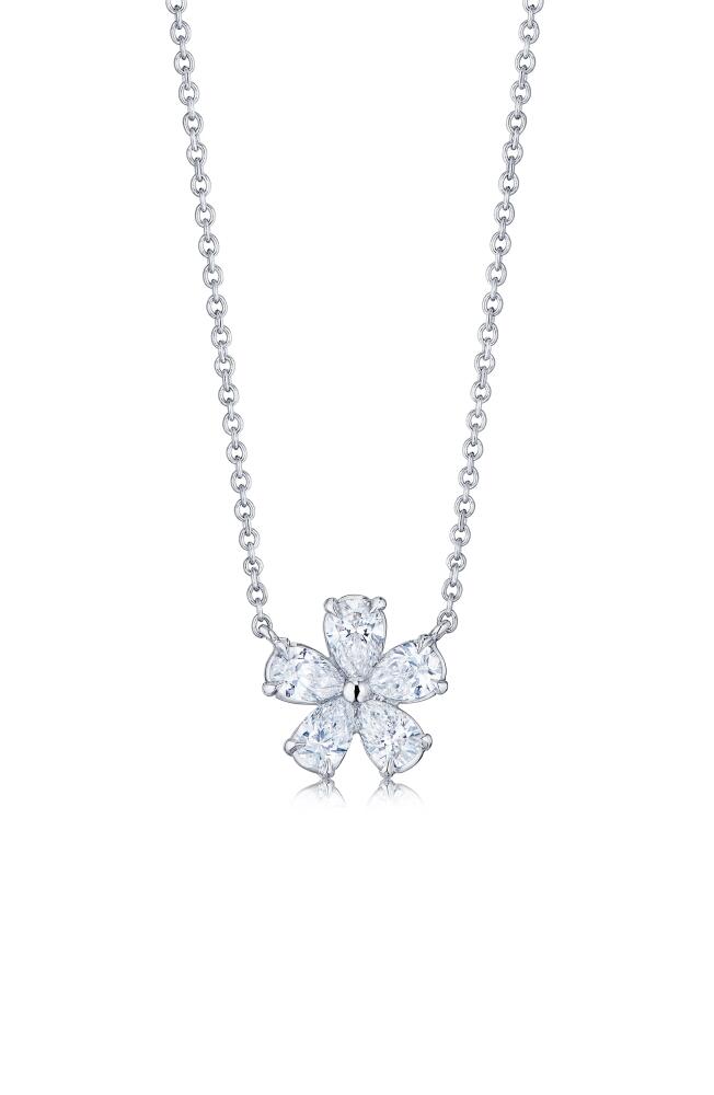 Kwiat Floral Cluster Diamond Pendant Necklace in White Gold Cover