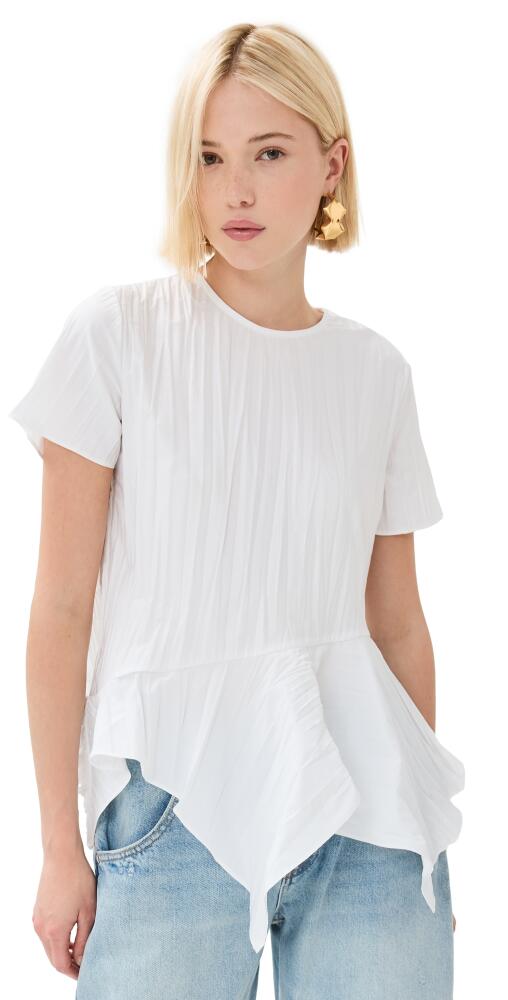 Marques Almeida Cap Sleeve Plissé Top White Cover