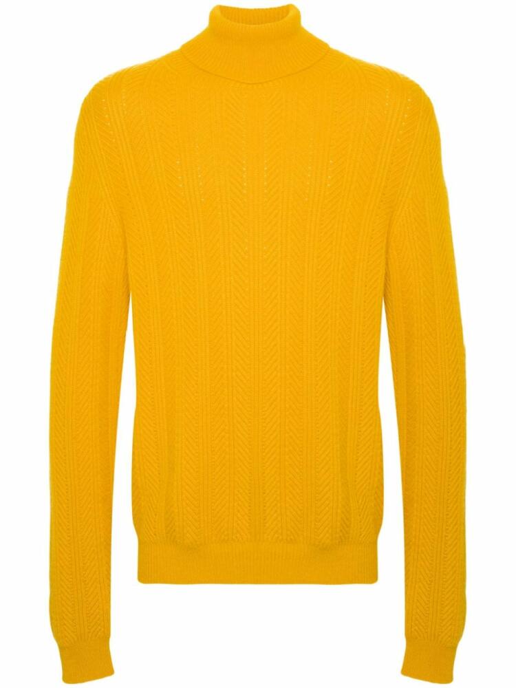 Eric Bompard Herringbone roll-neck sweater - Yellow Cover