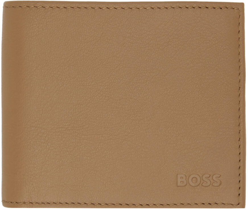 BOSS Brown Matte Leather Embossed Logo Wallet Cover