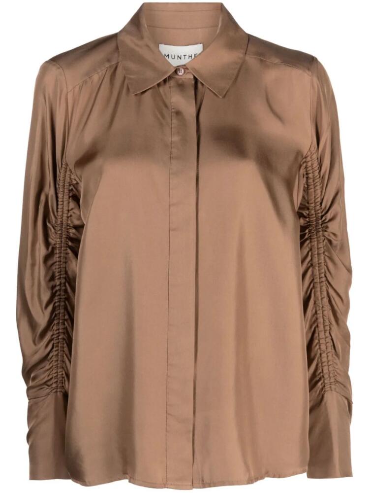 MUNTHE Leslea long-sleeved silk shirt - Brown Cover