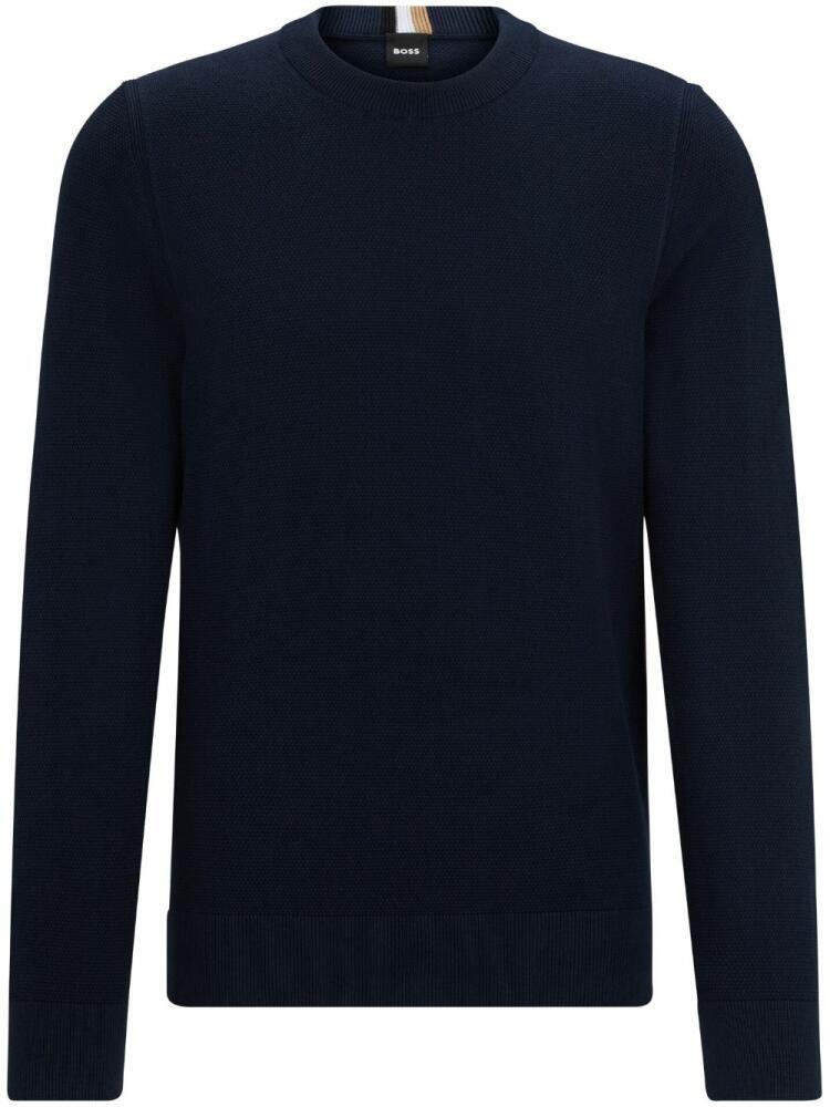 BOSS crew-neck cotton jumper - Blue Cover