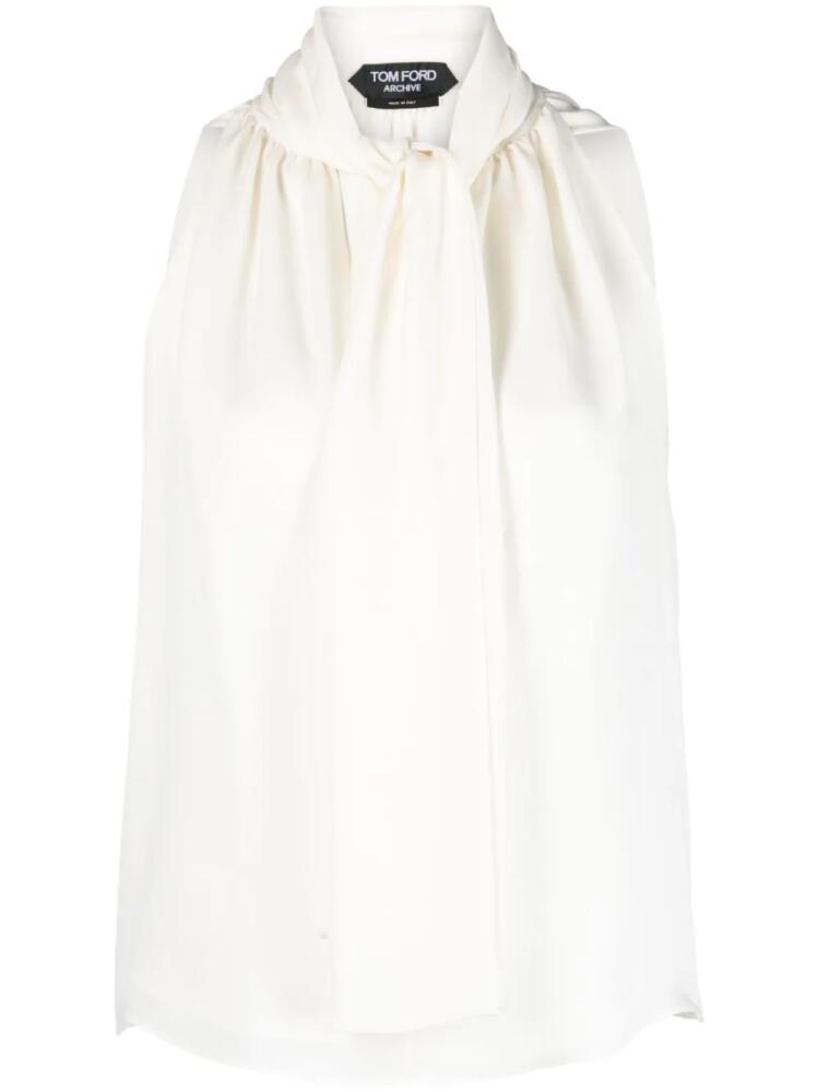 TOM FORD tie-neck georgette blouse - White Cover