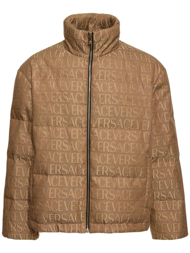 VERSACE Monogram Cotton Blend Down Jacket Cover