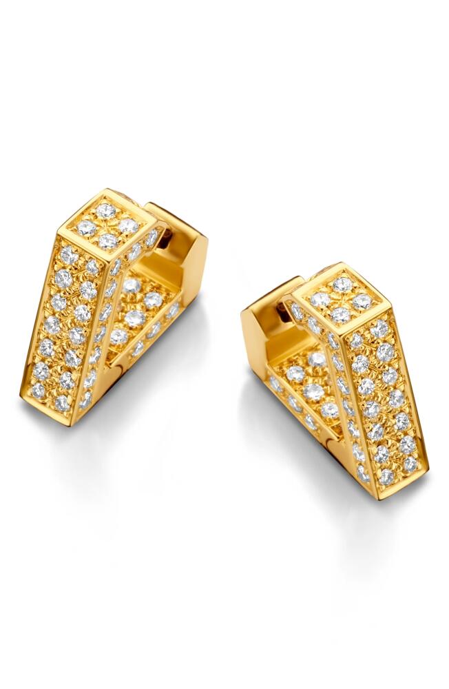 DRIES CRIEL Mini Brute Diamanti Diamond Huggie Hoop Earrings in Yellow Gold Cover