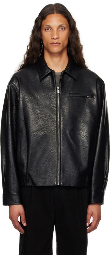 LE17SEPTEMBRE Black Spread Collar Faux-Leather Jacket Cover