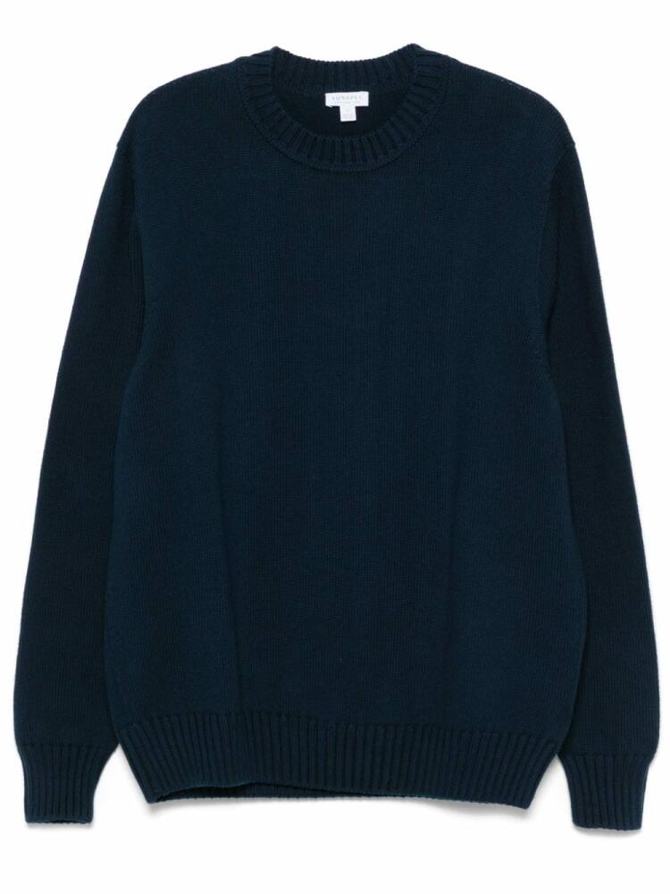 Sunspel cotton crew-neck sweater - Blue Cover