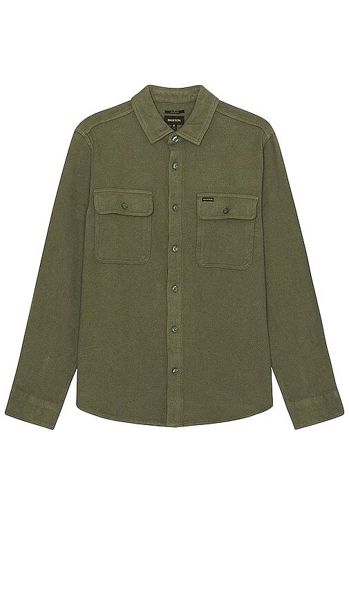 Brixton Bowery Textured Loop Twill Overshirt in Green Cover