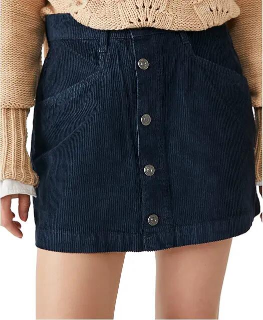 Free People Ray Cord Miniskirt (Ebony) Women's Skirt Cover