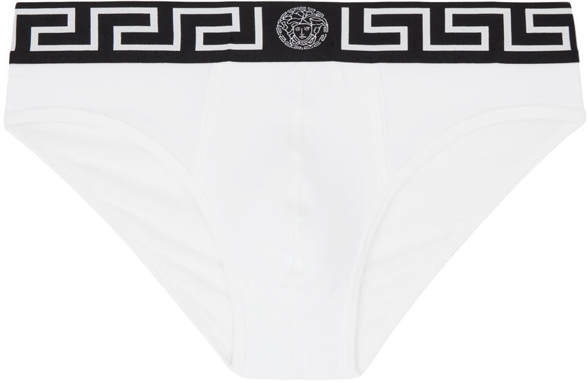 Versace Underwear White Greca Border Briefs Cover