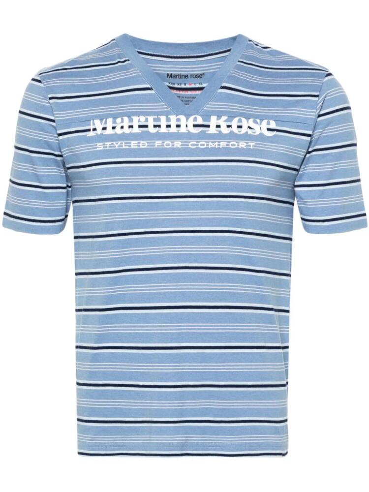 Martine Rose logo-print striped T-shirt - Blue Cover