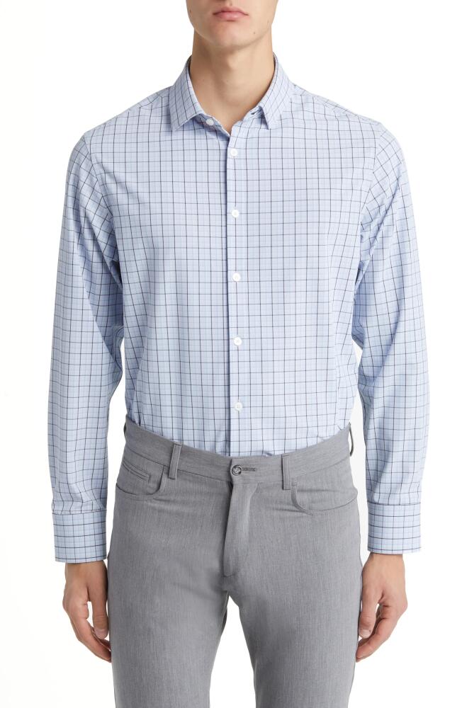 Mizzen+Main Leeward Trim Fit Deep Sea Oaklawn Check Performance Button-Up Shirt in Blue Cover