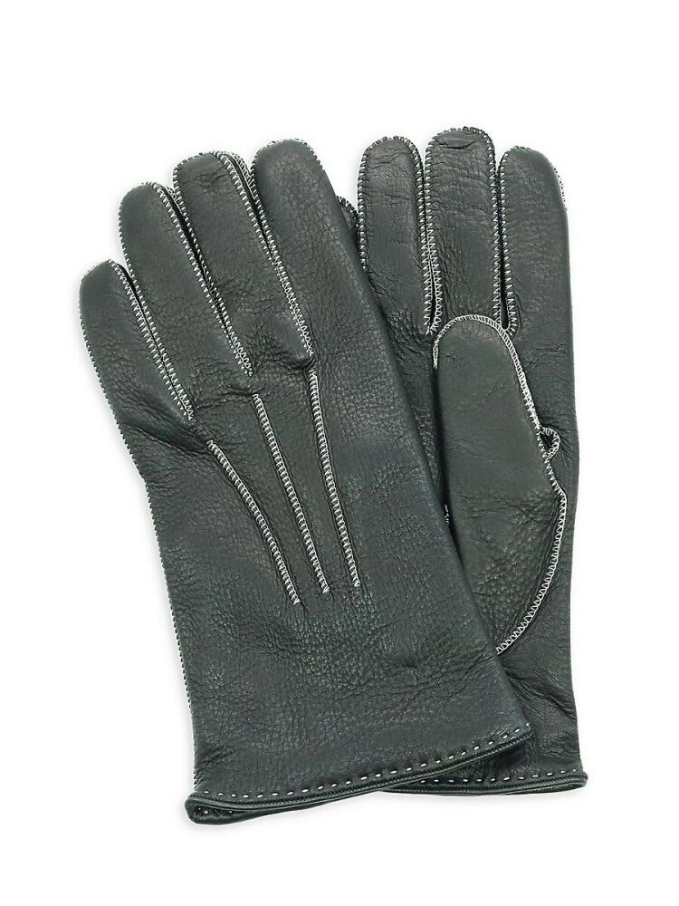 Portolano Men's Cashmere Lined Leather Gloves - Black Cover