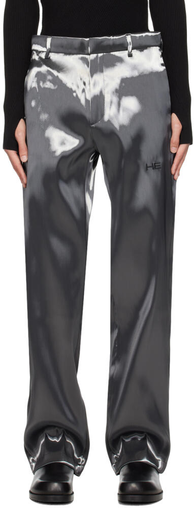 HELIOT EMIL Gray Liquid Metal Trousers Cover