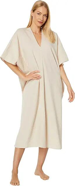 Natori Onsen Textured Cotton Caftan (Sand Dune) Women's Pajama Cover