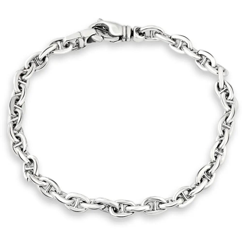 Bliss Diamond Men's Marine 18k White Gold 21 grams 5.5mm Link Bracelet 8.5" Cover