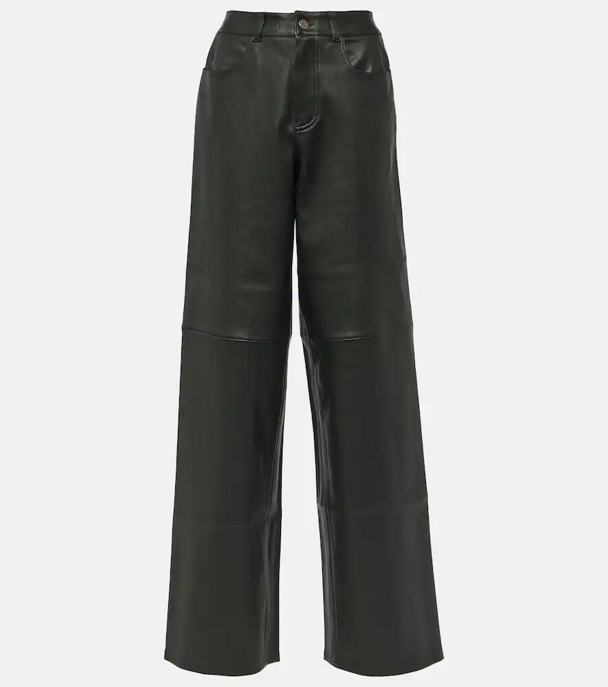 Stouls High-rise leather wide-leg pants Cover