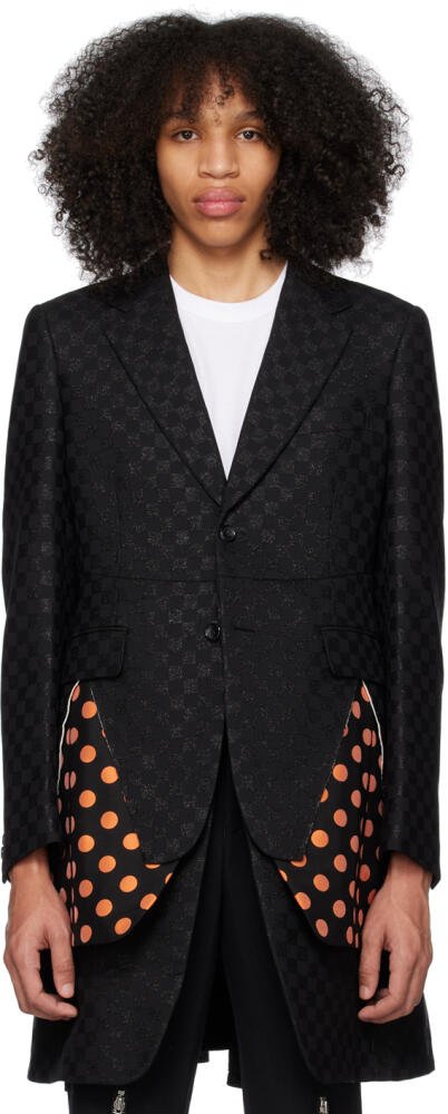 Comme des Garçons Homme Plus Black Check & Polka Dot Coat Cover