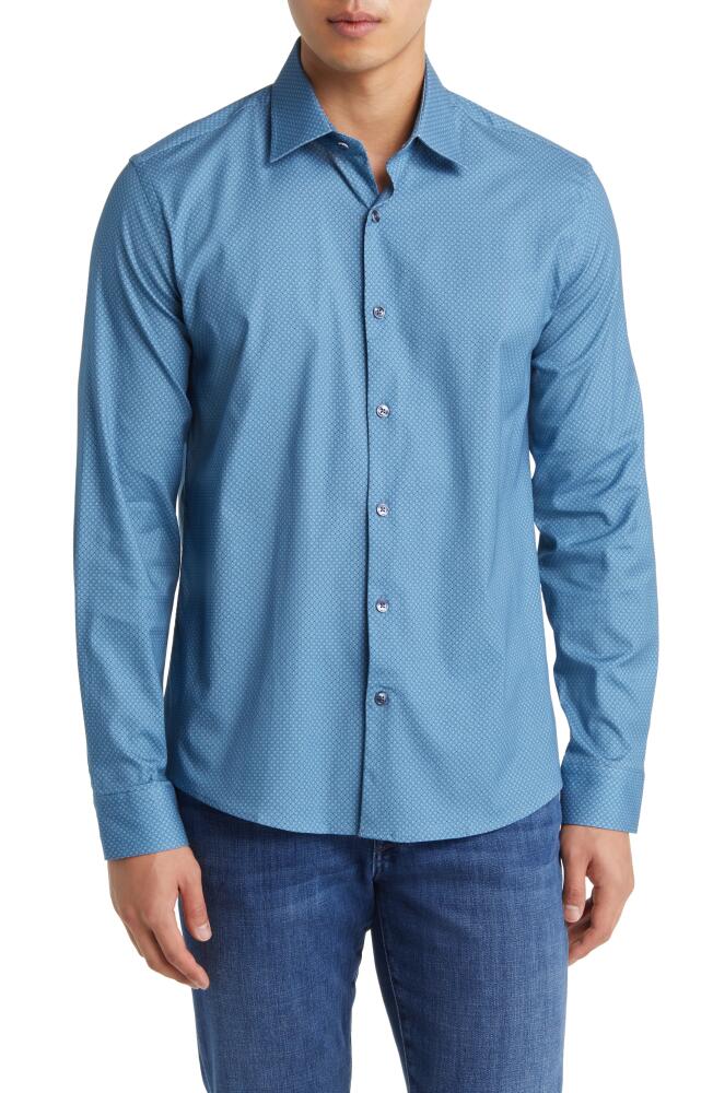 Stone Rose Microdot Button-Up Shirt in Slate Blue Cover