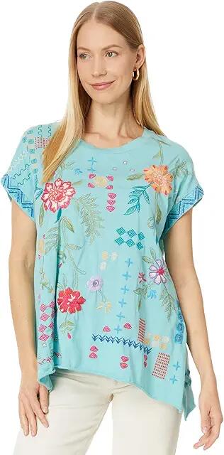 Johnny Was Katie Relaxed Drape Tee (Blue) Women's Clothing Cover