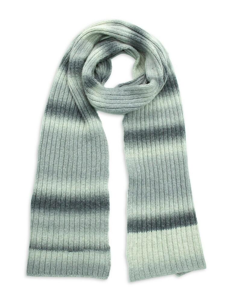 Portolano Men's Ombre Stripe Ribbed Merino Wool Blend Scarf - Grey Mult Cover