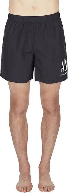 Armani Exchange AX Logo Boxer Swimsuit (Nero) Men's Swimwear Cover