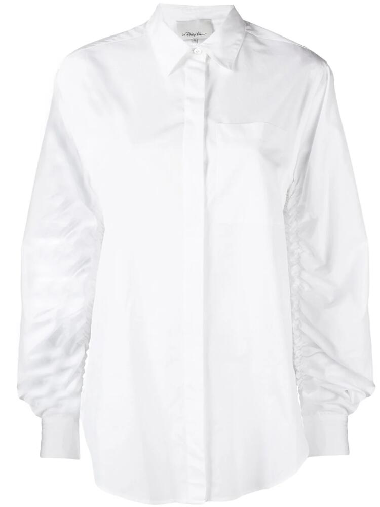 3.1 Phillip Lim ruched long-sleeve shirt - White Cover