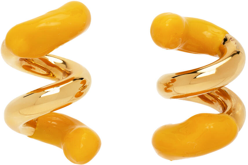 SUNNEI Gold & Yellow Fusillo Rubberized Earrings Cover