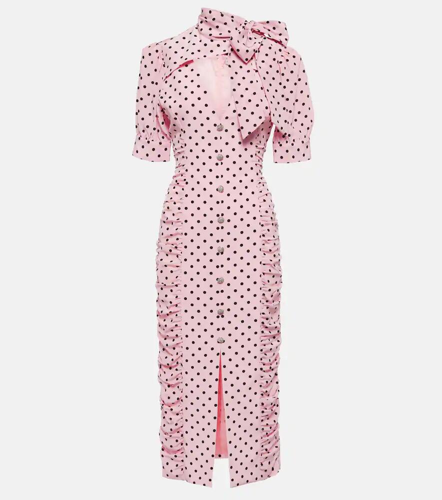 Alessandra Rich Polka-dot tie-neck silk midi dress Cover