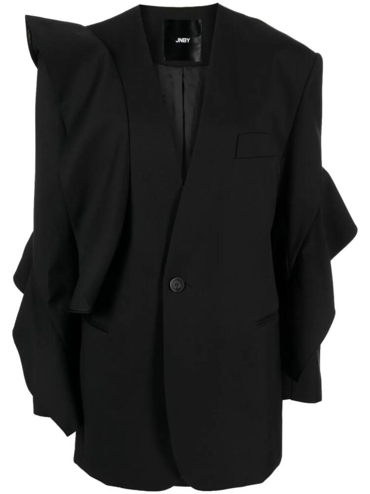 JNBY ruffle-trim collarless blazer - Black Cover