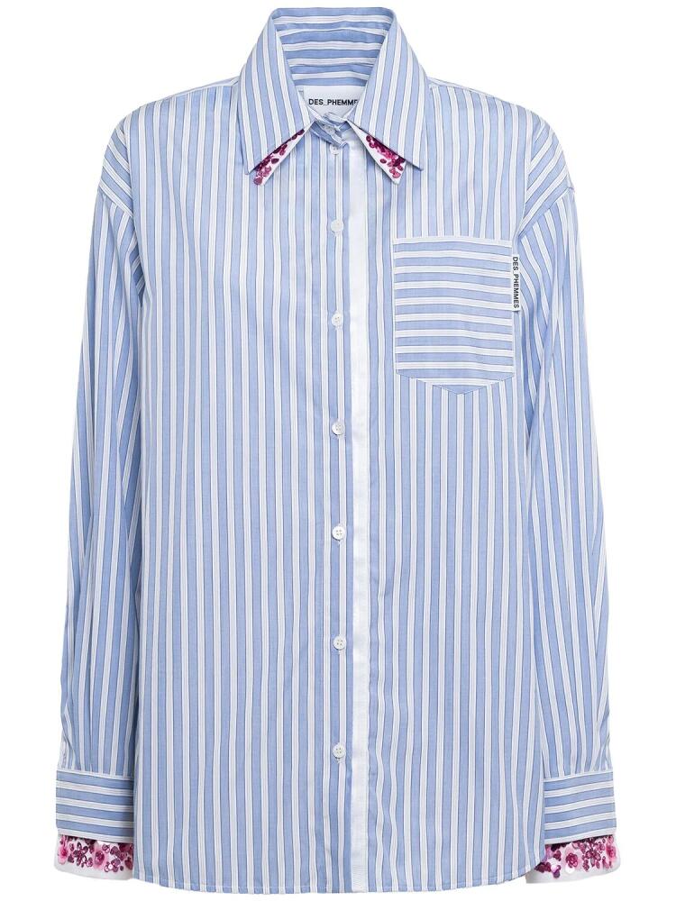 DES PHEMMES Oversize Pinstripe Cotton Poplin Shirt Cover