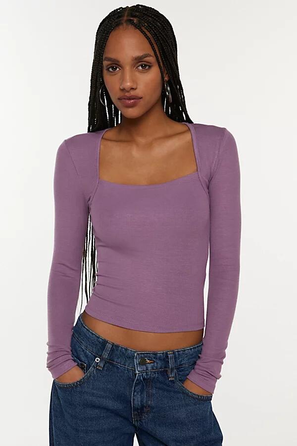 Silence + Noise Brody Long Sleeve Shrug Top in Purple Cover