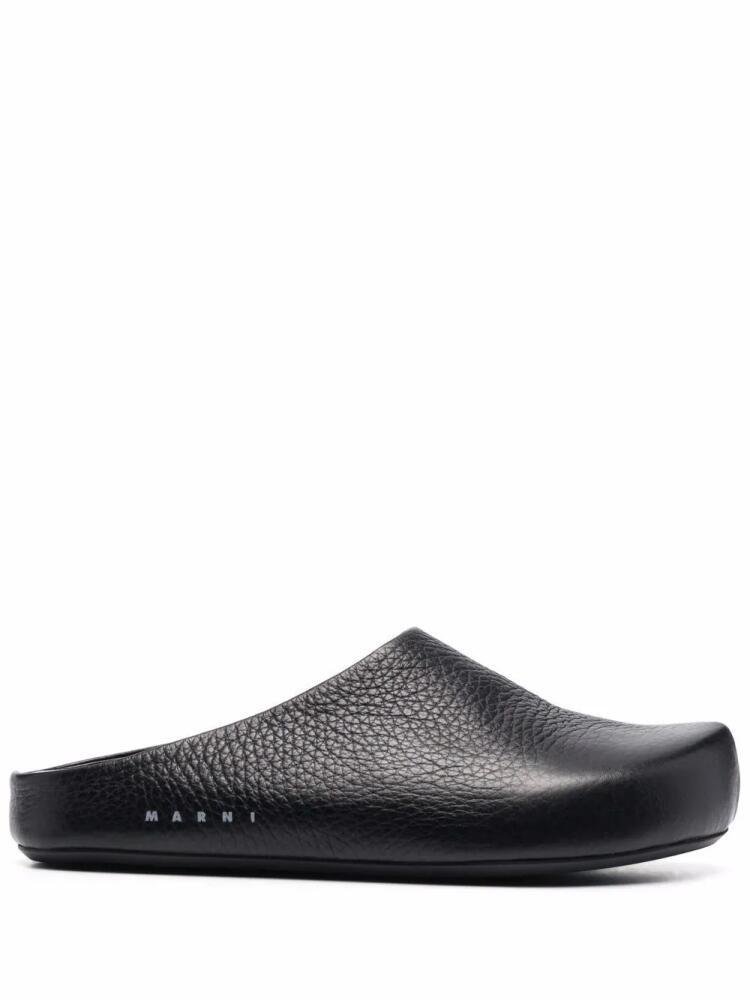 Marni textured-leather clog slippers - Black Cover