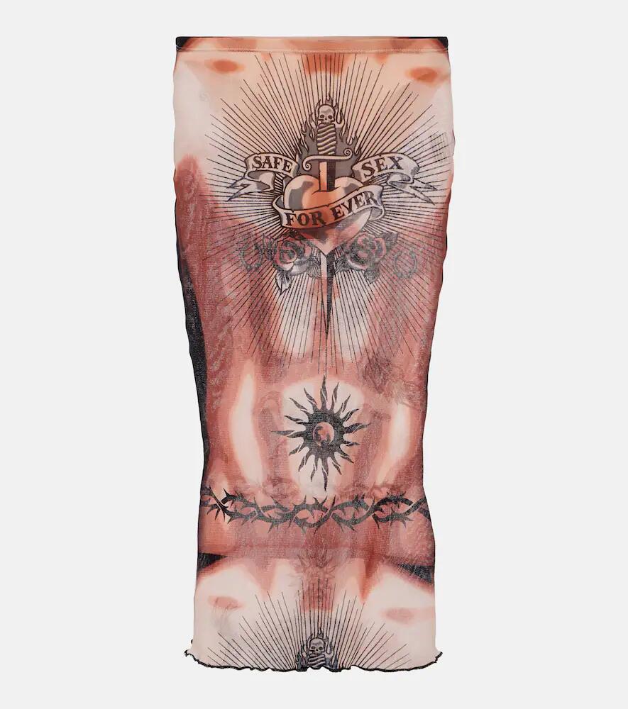 Jean Paul Gaultier Tattoo Collection mesh midi skirt Cover