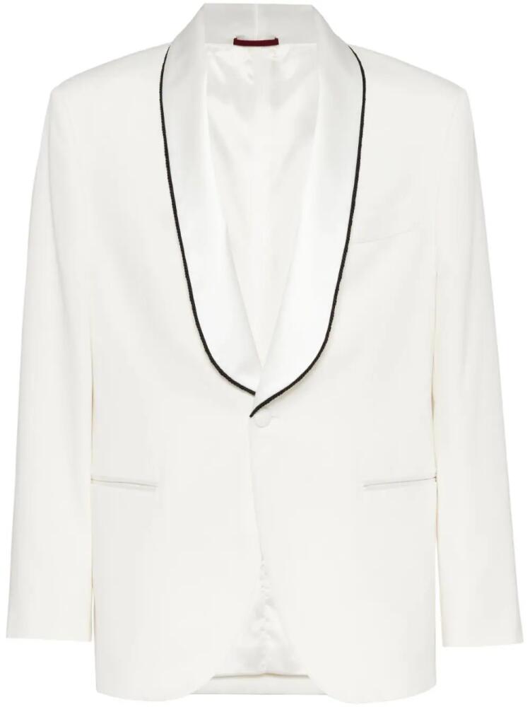 Brunello Cucinelli single-breasted silk blazer - White Cover