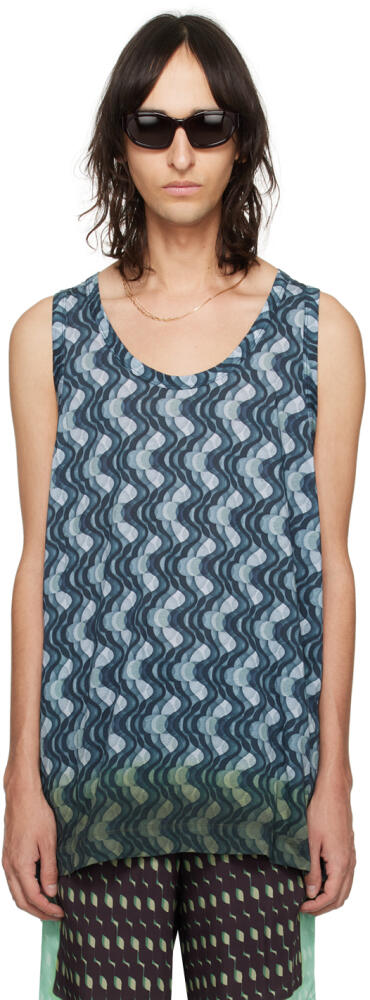 Dries Van Noten Blue Gradient Tank Top Cover