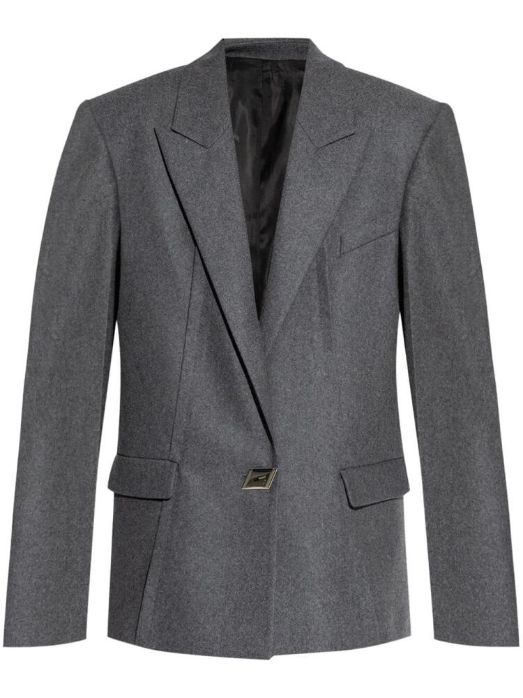 The Attico single-button wool-blend blazer - Grey Cover