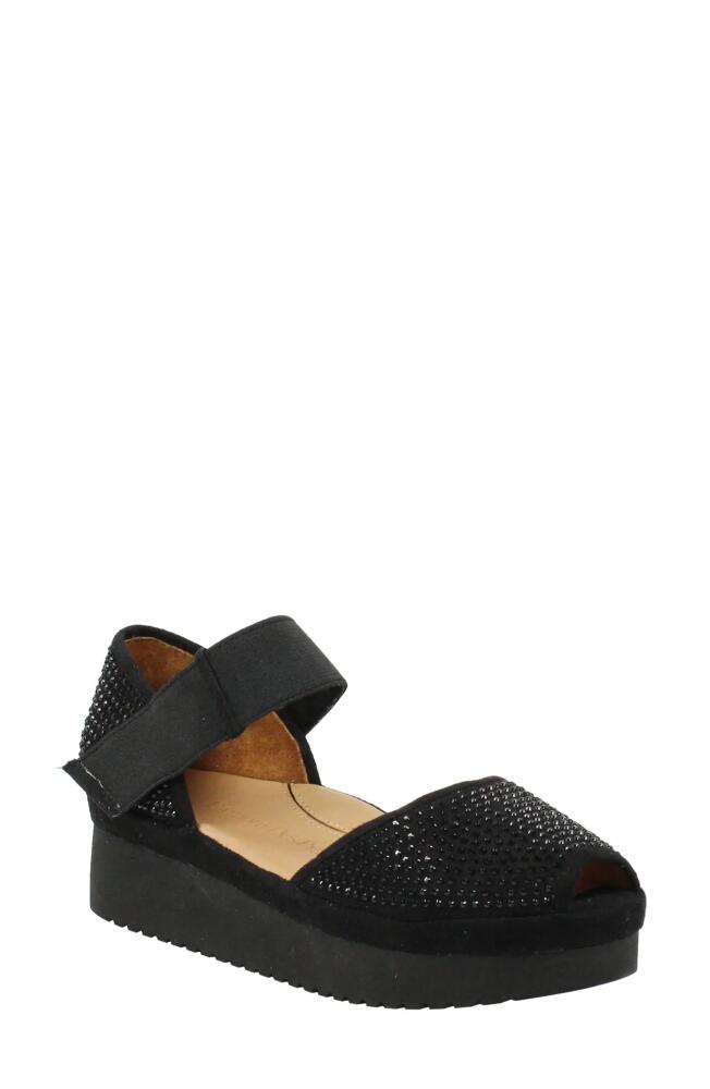 L'Amour des Pieds Amadour Platform Sandal in Black Suede/Stones Cover