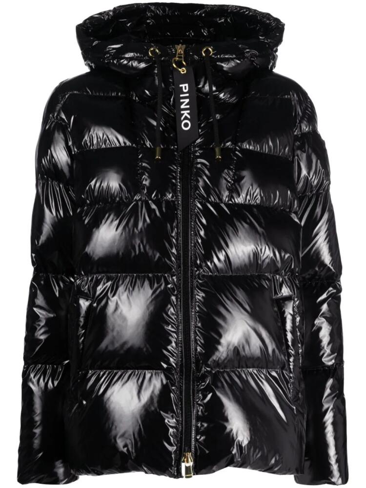 PINKO quilted hooded puffer jacket - Black Cover