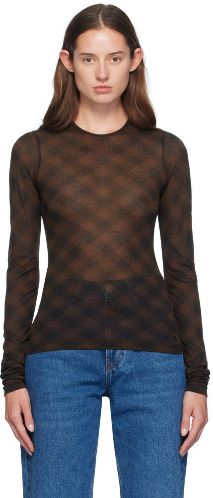 AMI Paris Brown Fluide Long Sleeve T-Shirt Cover