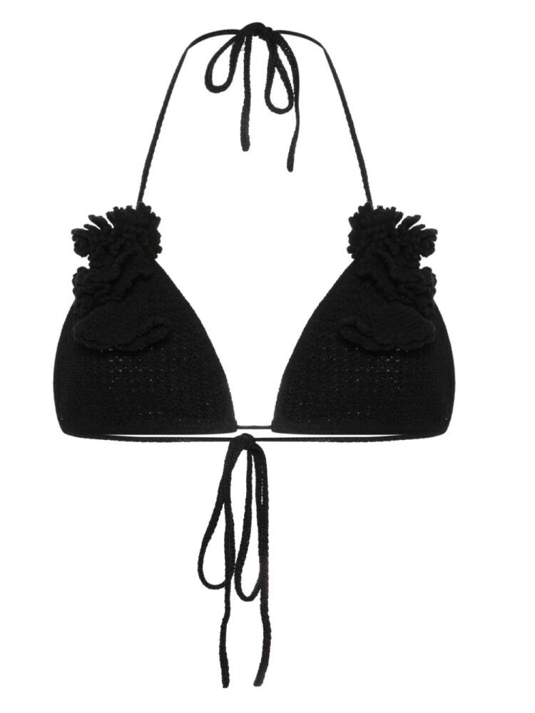 Self-Portrait crochet-knit bikini top - Black Cover