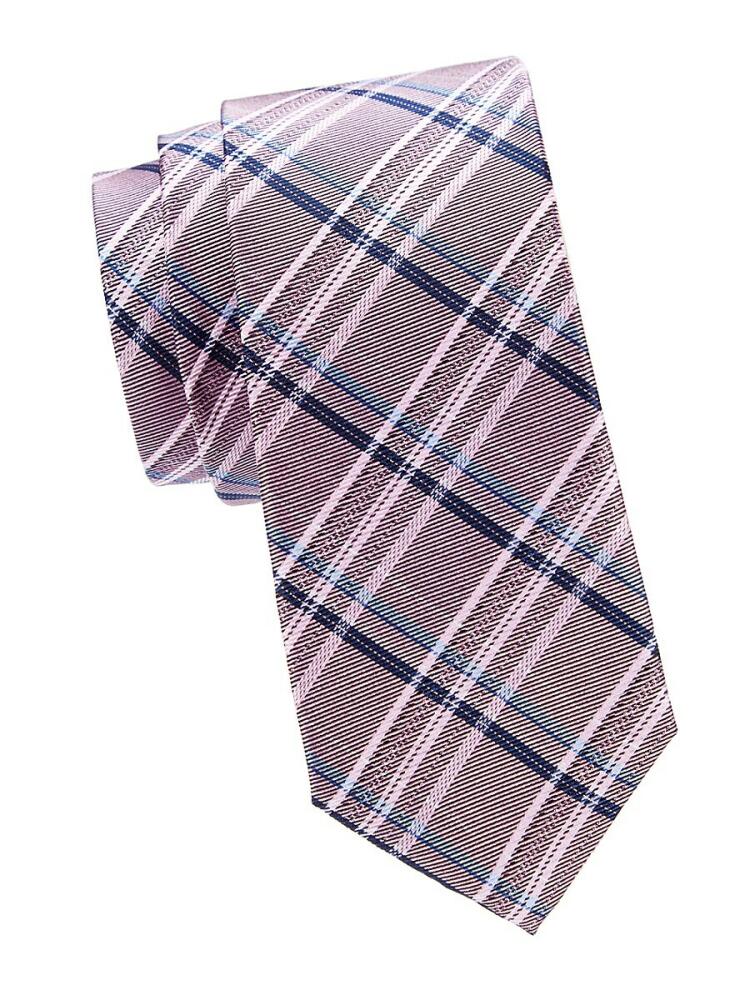 Saks Fifth Avenue Men's Plaid Silk Tie - Pink Cover