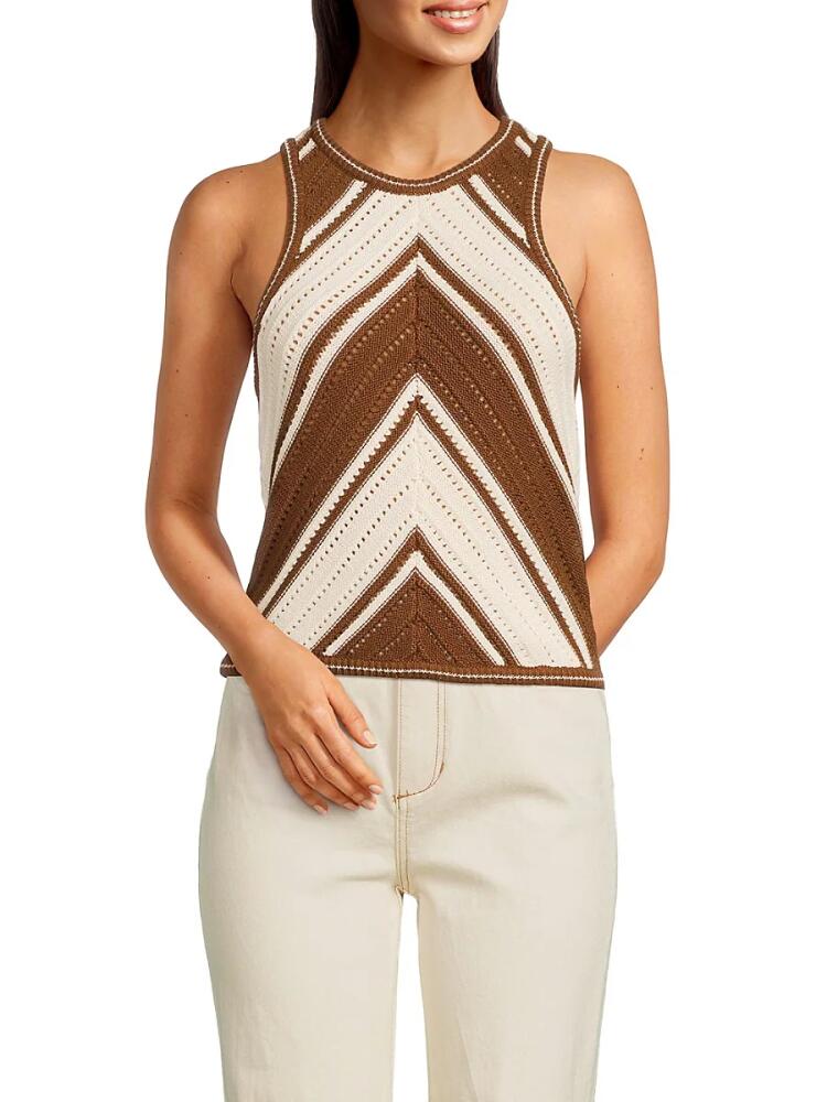 Design 365 Women's Crochet Chevron Pattern Tank Top - Brown Cover